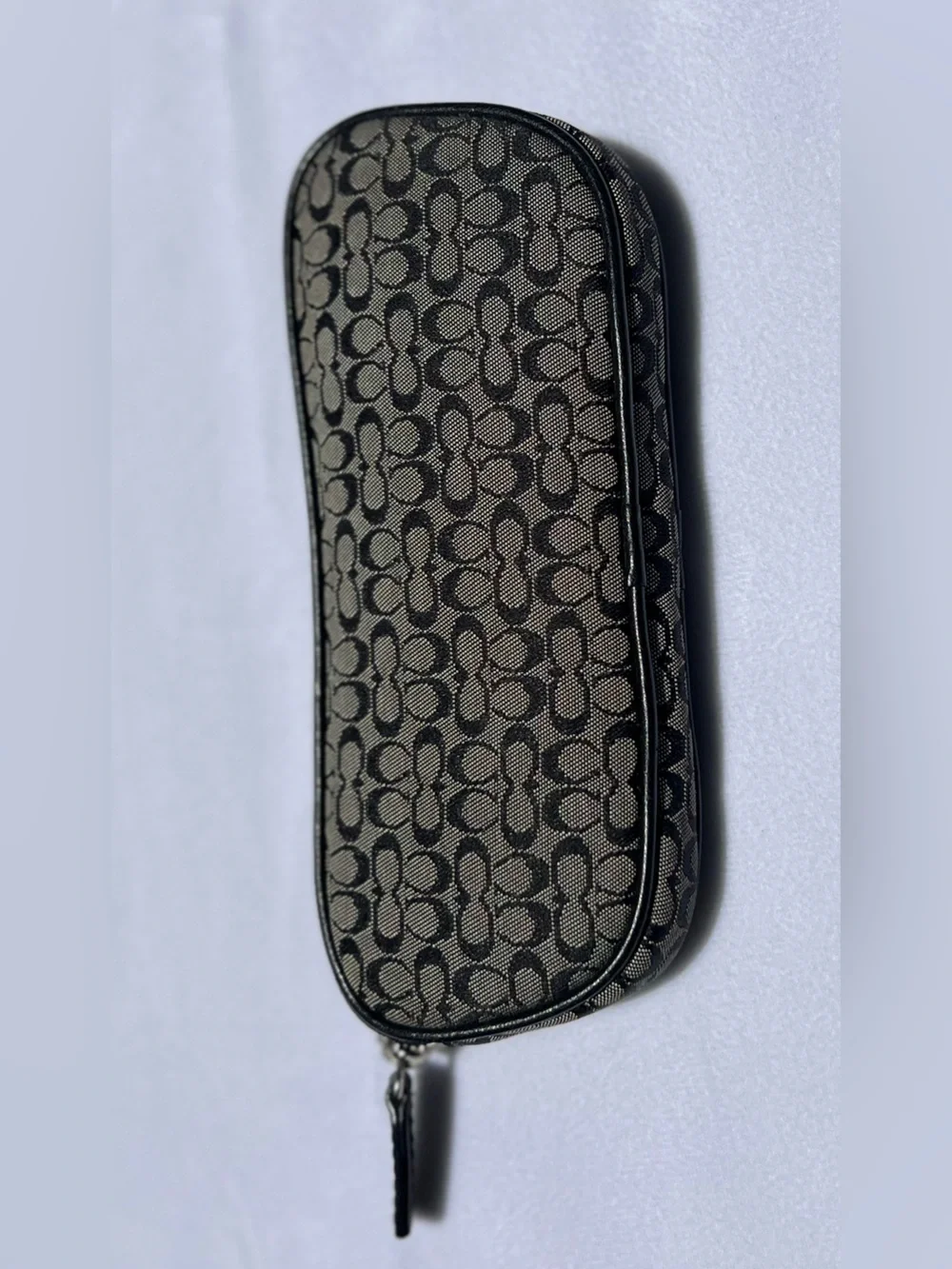 Coach Signature C Canvas Jacquard Eyeglass Zip Pouch in Black and Khaki